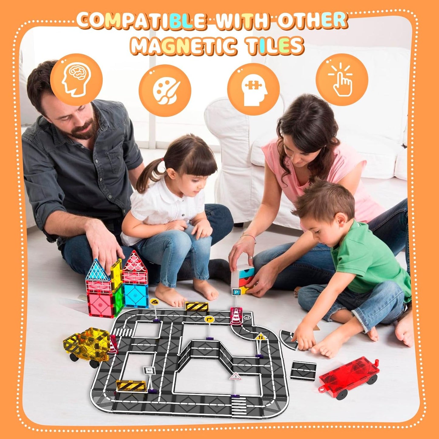 Mruikeny Magnetic Tiles Building Blocks for 3 4 5 6 7 8+ Years Old Boys Girls Colorful Magnet Stacking Toys Birthday Gift for Toddlers STEM Preschool Educational Construction Tiles Set