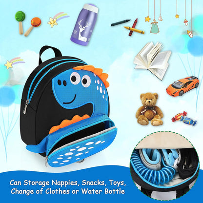Accmor Toddler Harness Backpack Leash, Cute Dinosaur Backpacks with Anti Lost Wrist Link, Cute Mini Child Backpack Wristband Tether Strap and Protection Leashes for Boys Girls Aged 1-3 Years