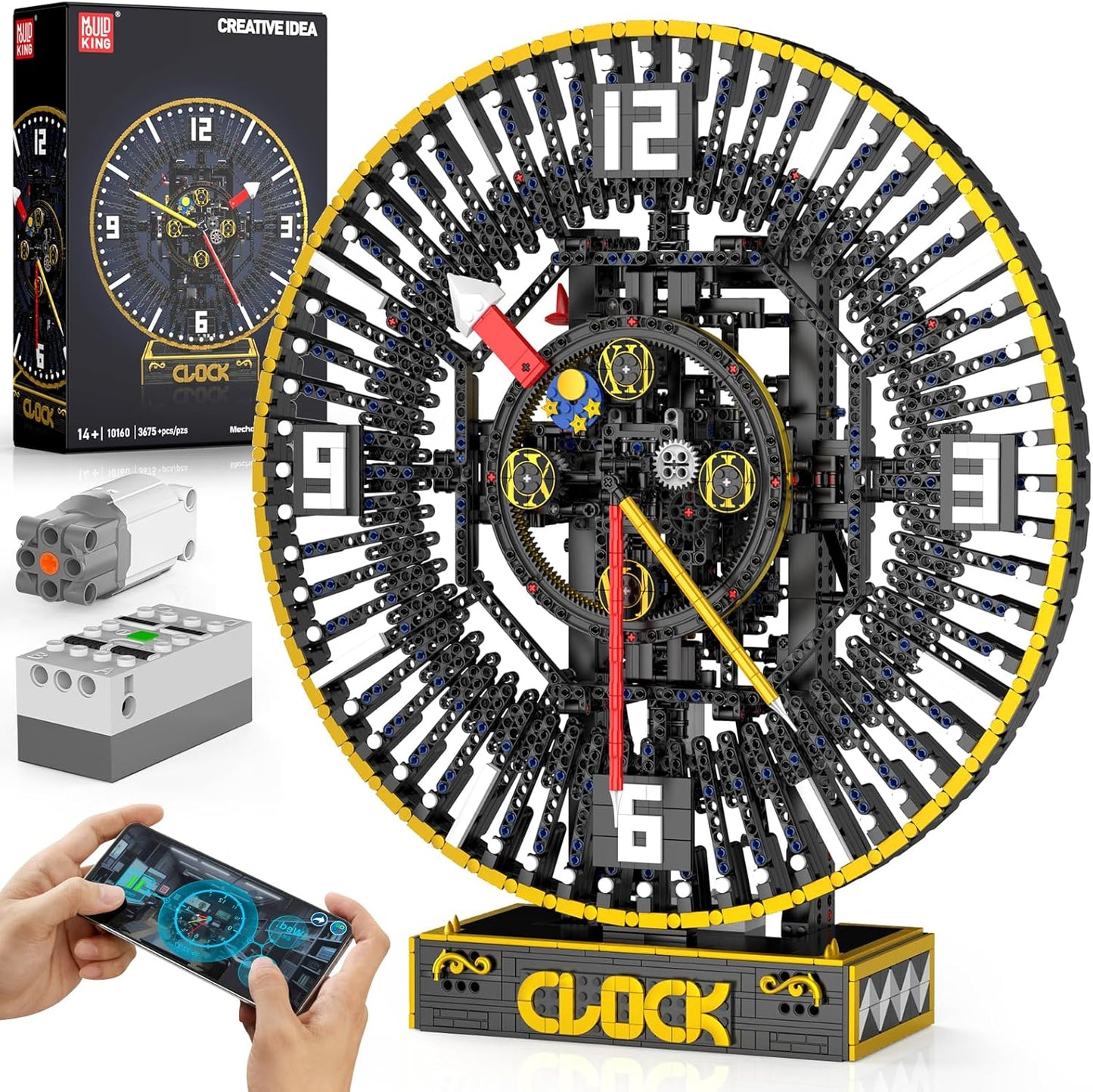 Mould King Cyberpunk Grand Clock Building Set 10160, 3675+ PCS Motorized DIY Clock Model with Mechanical Gears, APP Control & Real-Time Display, Advanced Engineering Toy for Adults & Teens 14+