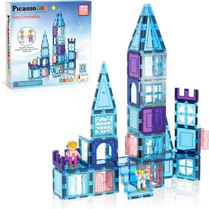 PicassoTiles Magnetic Building Block Set Geometry Shape Magnet Tiles Construction Toy STEM Learning Kit Educational Playset Playboard Pretend Play Stacking Blocks Child Brain Development PT16