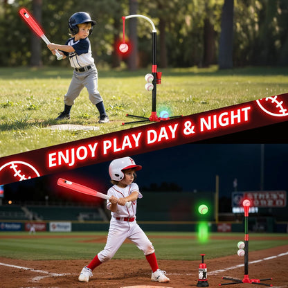 Wee Wonders 4 in 1 T-Ball Sets for Kids 3-5 with Toss and Catch Ball, Toddler Baseball with Auto Pitching Machine/6 Balls, Outdoor Sport Toys Gifts for Boys Girls