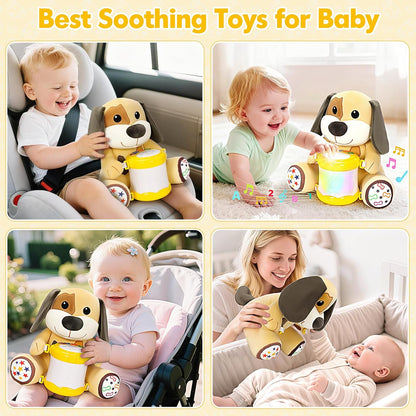 V-Opitos Stuffed Bear Musical Toys for Baby 6-12 Months+, Early Learning Light up Music Drum, Perfect Christmas Birthday Gifts for Boy & Girl Age 1, 2 Years Old