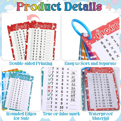 14Pcs Multiplication Flash Cards 0-12, Time Table Flash Cards Chart, Large Math Table Flashcards with 2 Dry Erase Markers & 1 Ring, Educational Math Flashcard for Classroom Home, for 1st to 3rd Grades