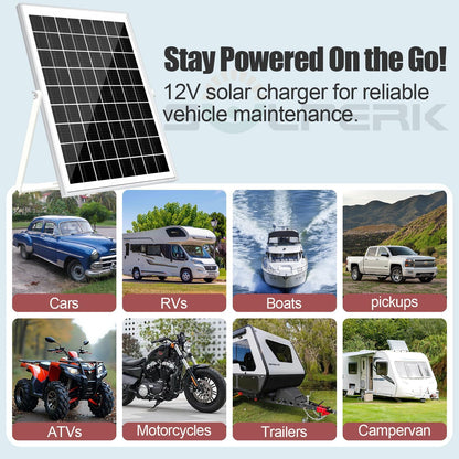 SOLPERK Solar Panel Kit 50W 12V, Waterproof Solar Battery Trickle Charger Maintainer + Waterproof Controller + Adjustable Mount Bracket for Boat Car RV Motorcycle(Without Mounting Bracket)