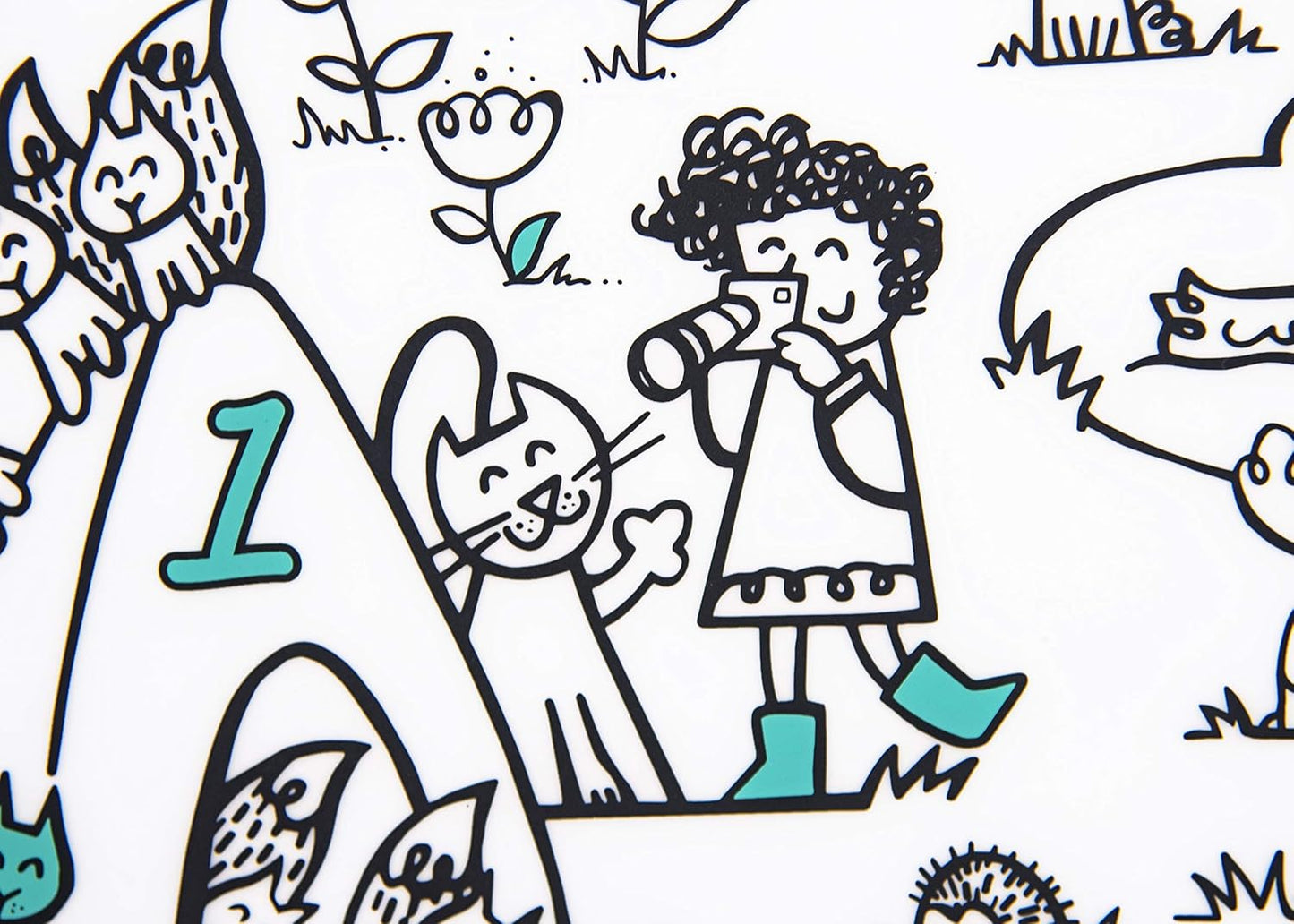 Modern-Twist 100% Plastic Free Silicone Waterproof, Dishwasher Safe Doodle Mat, Single Mat, Alphabet Animals