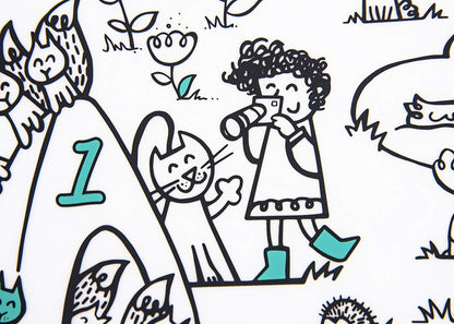 Modern-Twist 100% Plastic Free Silicone Waterproof, Dishwasher Safe Doodle Mat, Single Mat, Alphabet Animals