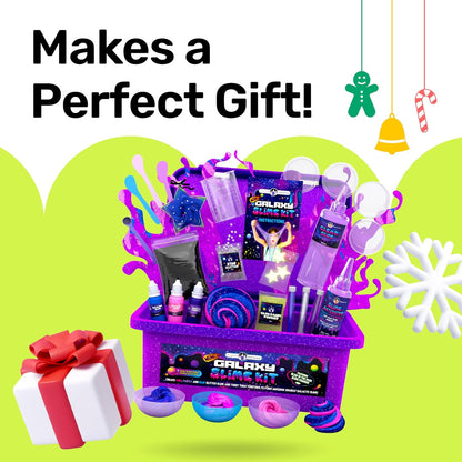 Original Stationery Galaxy Slime Kit for Kids Ages 8–12, DIY Space Slime Set with Glow-in-The-Dark Stickers & Galactic Glitter, Fun Cosmic Craft for Creative Play, Birthday Gift for Boys & Girls