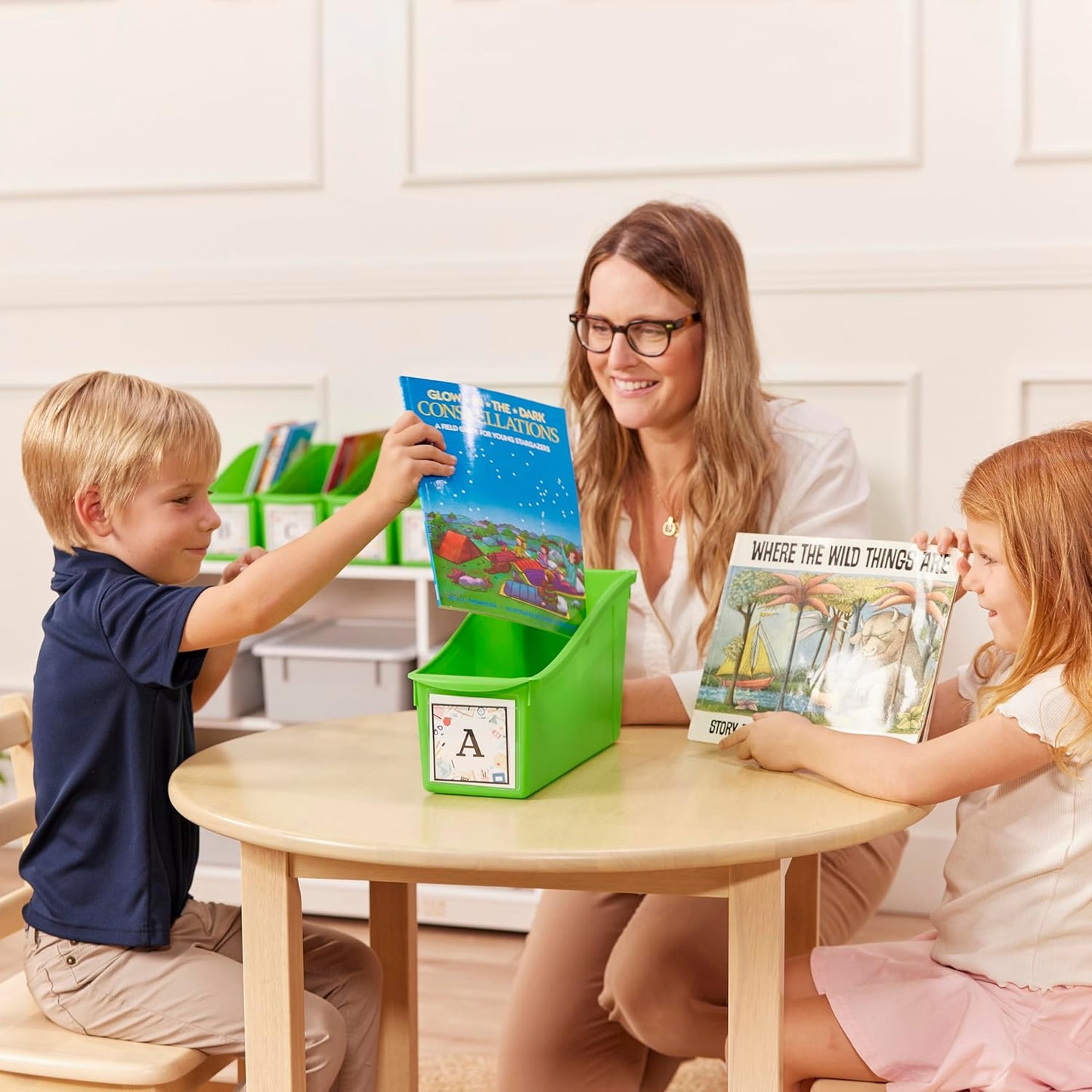 ECR4Kids Linking Plastic Storage Book Bin, Multipurpose Organization, Neon Purple, 10-Piece