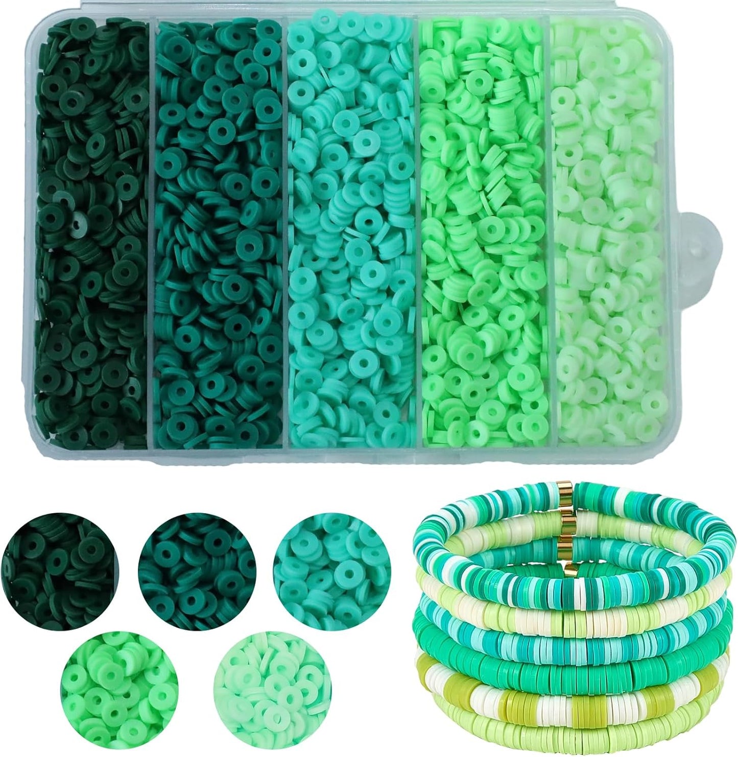 3500pcs Pink Clay Beads for Bracelets Making Kit, 6mm Heishi Polymer Flat Round Disc Clay Beads for Jewelry Making Pink