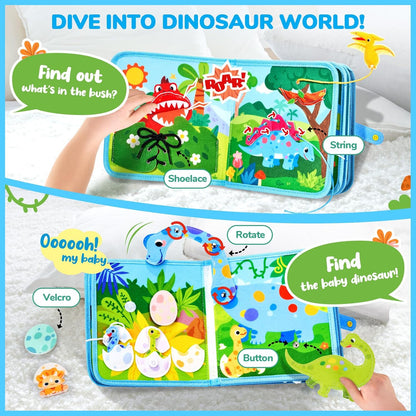 JoyCat Ocean Busy Book for Toddlers 1-3 - Travel Toy Activity Book for 1 2 3 Year Old Boys Girls, Educational Travel Toy with Sea Animals & Life Skills, Easter Basket Stuffers Kid, Autism Sensory Toys
