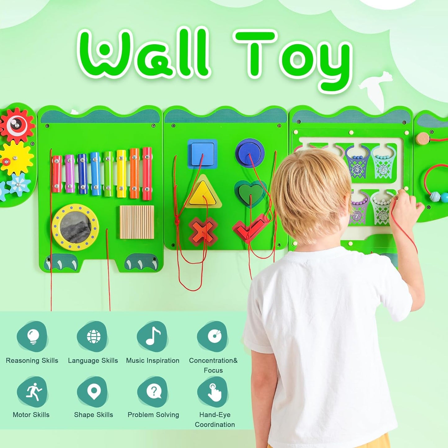 Unicorn Sensory Wall Panel for Kids - Activity Wall Busy Board Panels, Montessori Toddler Wall Activity Board, Wall Toys for Toddlers 3, Activity Cube, Perfect for Toddler Playroom, Pink