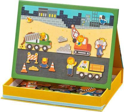 Petit Collage: Animal Friends Magnetic Game Board with Mix & Match, Ideal for Ages 3+, Includes Mag Play Scene Treehouse Party, 74 Count