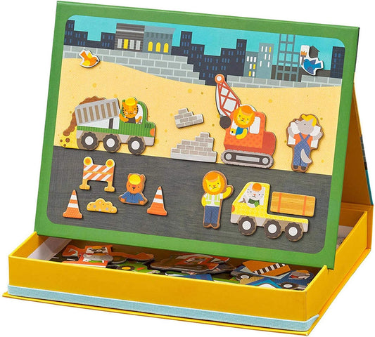 Petit Collage: Animal Friends Magnetic Game Board with Mix & Match, Ideal for Ages 3+, Includes Mag Play Scene Treehouse Party, 74 Count