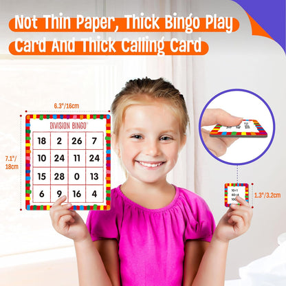 SpriteGru Multiplication & Division Bingo Game, 480 Math Problems, 2 Educational Math Board Game for Kindergarten and Preschool Kids 4-8, Perfect for Classroom & At Home (Up to 25 Players)
