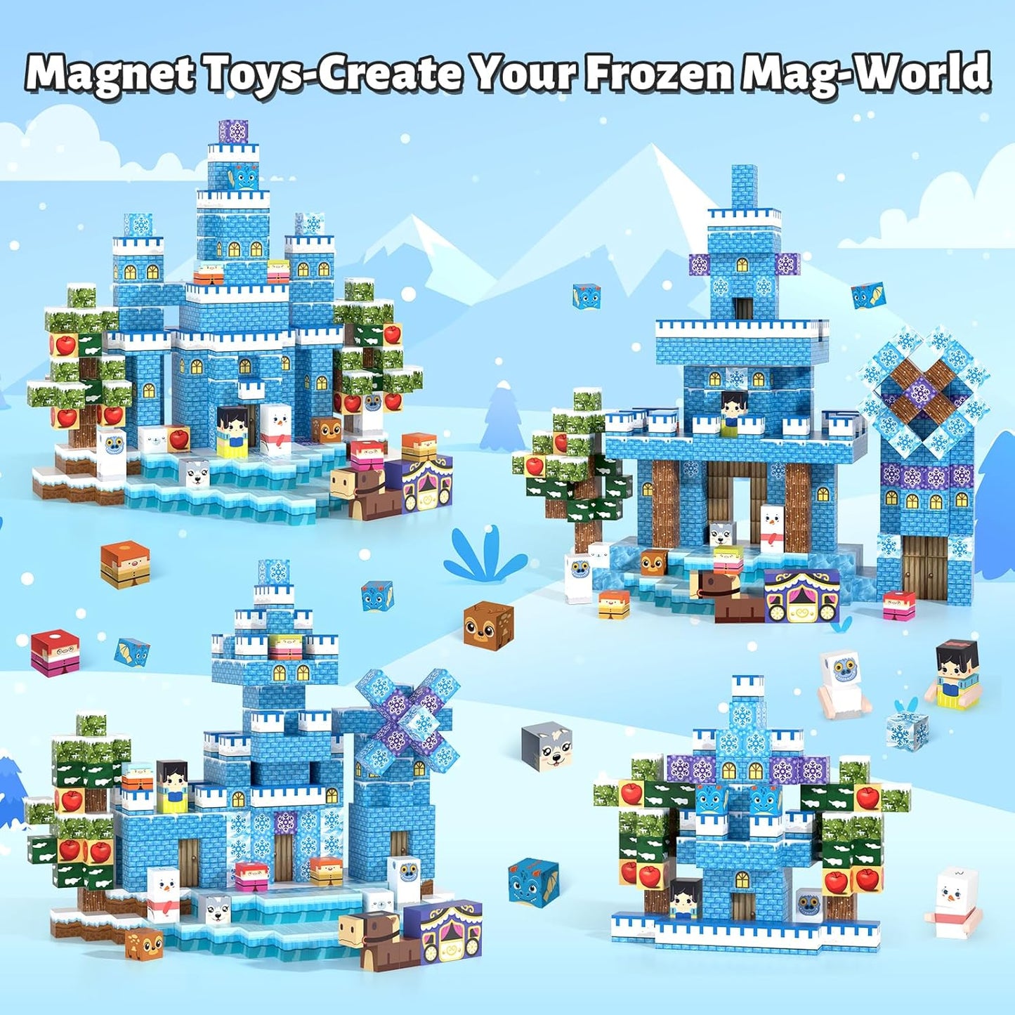 150pcs Magnetic Blocks,Magnetic Building Blocks STEM Toys for Kids Ages 3+,Magnet Tiles with Forest Animals Blocks Set, Educational Sensory Toys for Toddlers,Boys & Girls–Creative Game Gift