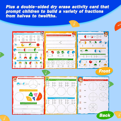 Magnetic Fraction Demonstration Book, Magnetic Fraction Tiles, Fractions Manipulatives, Score Disk Demonstrator Math Puzzle Learning Building Block Set- (2Set)