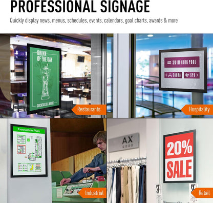 Durable Duraframe Self Adhesive Magnetic Sign Holder in Half Letter-Size 5.5" x 8.5" Inches - Black Frame - Pack of 2