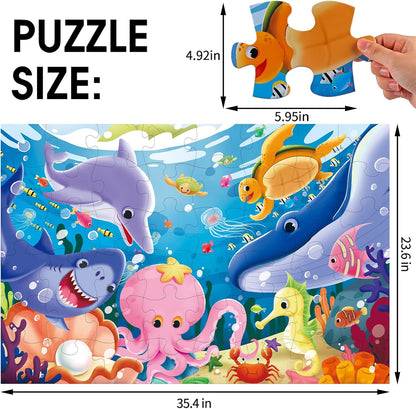 Jumbo Floor Puzzle for Kids,Farm Animals Jigsaw Large Puzzles,48 Piece Barn Puzzle for Toddler Ages 3-5,Children Learning Preschool Educational Toys,Birthday Easter Gift for 4-8 Years Old Boy and Girl