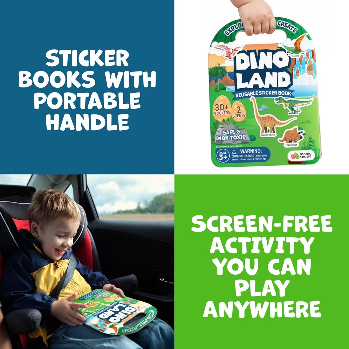 Sticker Book for Toddlers 1-3 - Reusable Sticker Book for Toddlers 2-4 Years, Stickers for Kids, Toddler Travel Toys, Airplane Toys for Toddler 1-3 - Birthday Gifts for 3 Year Old Boys, Girls 2-4