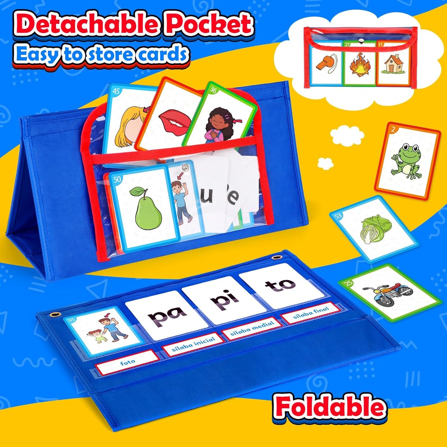 Torlam Blends & Digraphs Pocket Chart, Onset Rime Phonics Games Sight Word Flash Cards, Educational Spelling Reading Learning Blending Board, Elementary Kindergarten Classroom Teachers Must Haves