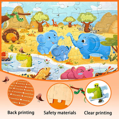 GIVEITALL Jigsaw Puzzles for Kids Ages 3-5 6-8 8-10 Year Old,Dog Planet Floor Puzzle 36 Pieces Enlightening Game Creative Gifts for Boys Girls (Dog)
