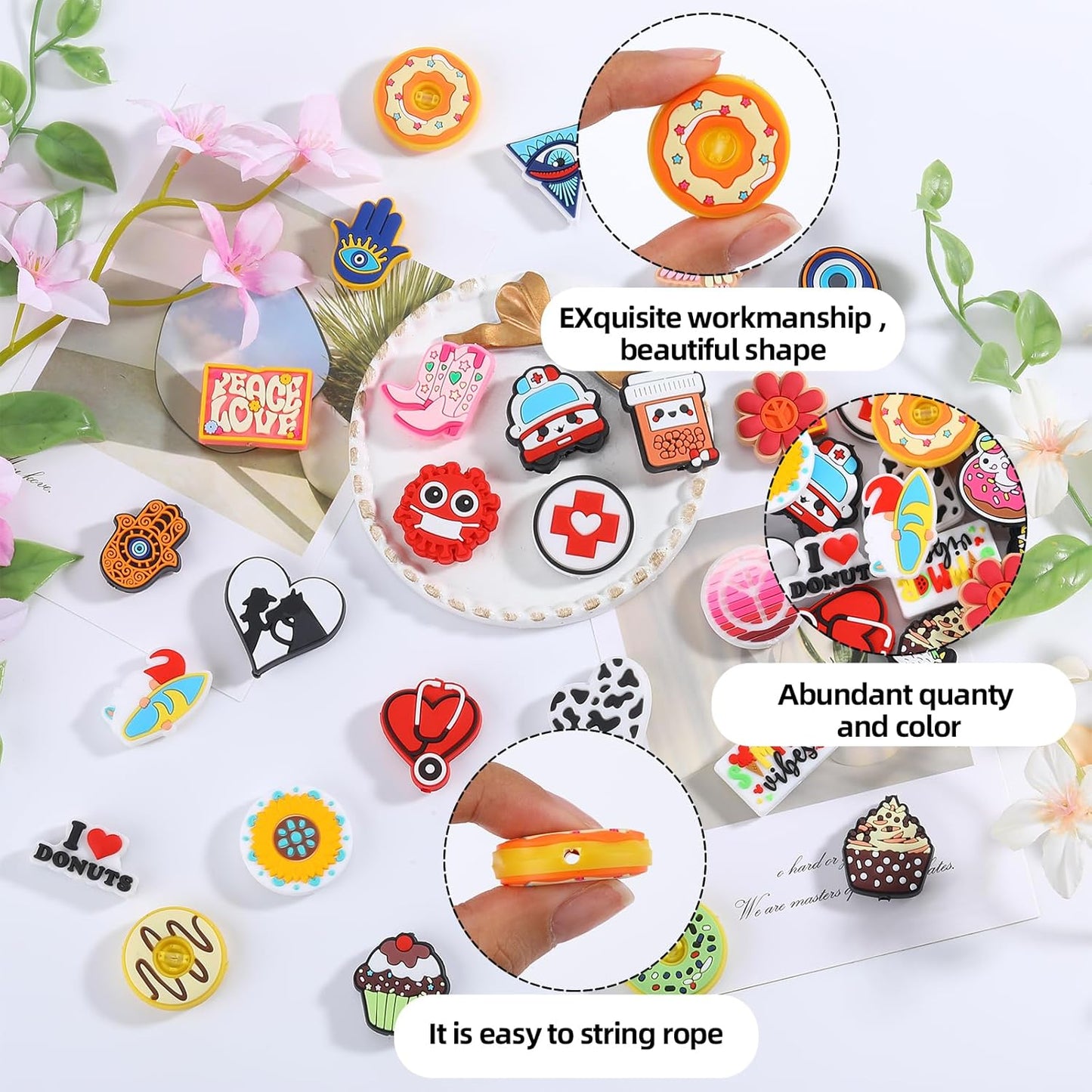 10Pcs Animal Silicone Beads for Keychain Making Cute Puppy Focal Beads for Pens Dalmatian Dog Animal Focals for Bracelets Necklace Earrings Jewelry Making