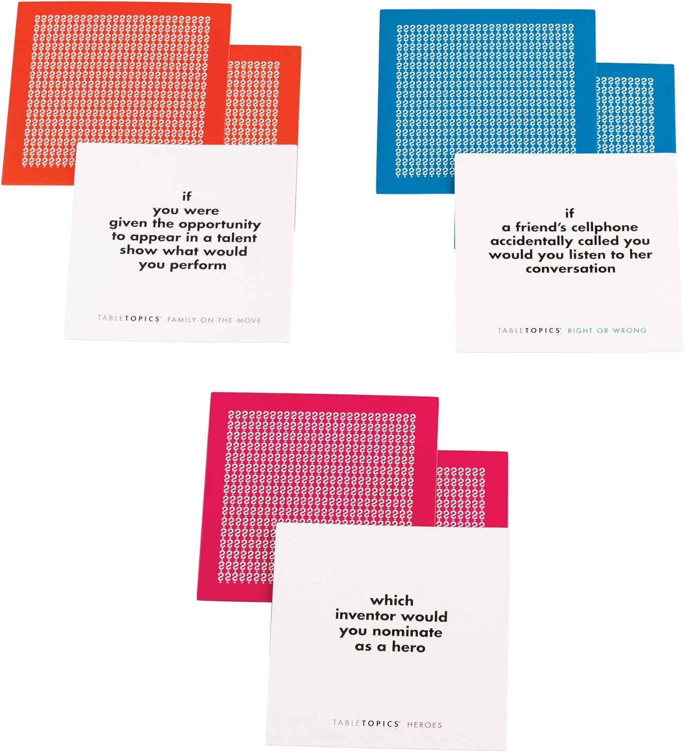 TableTopics Family Conversation Pack for Parent Child Connection, 120 Engaging Question Cards for Dinnertime, Car Rides, & Classrooms, Boxed Set of 3 Topics, Stocking Stuffer