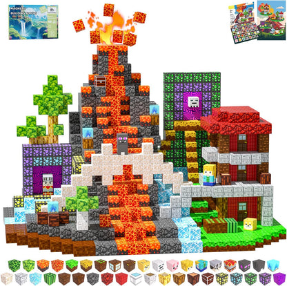 Magnetic Blocks Toys for Kids, 100 PCS Building Blocks Cubes, Stacking Magnetic Tiles Toys for Kids Toddlers Boys Girls Ages 3 4 5 6 7 8-12 Birthday Gifts Party Supplies (Underworld)