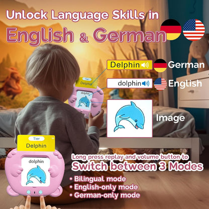 Bilingual English Flash Cards - Korean Talking Flash Cards, 510 Sight Words 31 Themes, Pocket Speech for Toddlers 3-12, Autism Sensory Toys, Preschool Learning Activity (Korean, Pink)