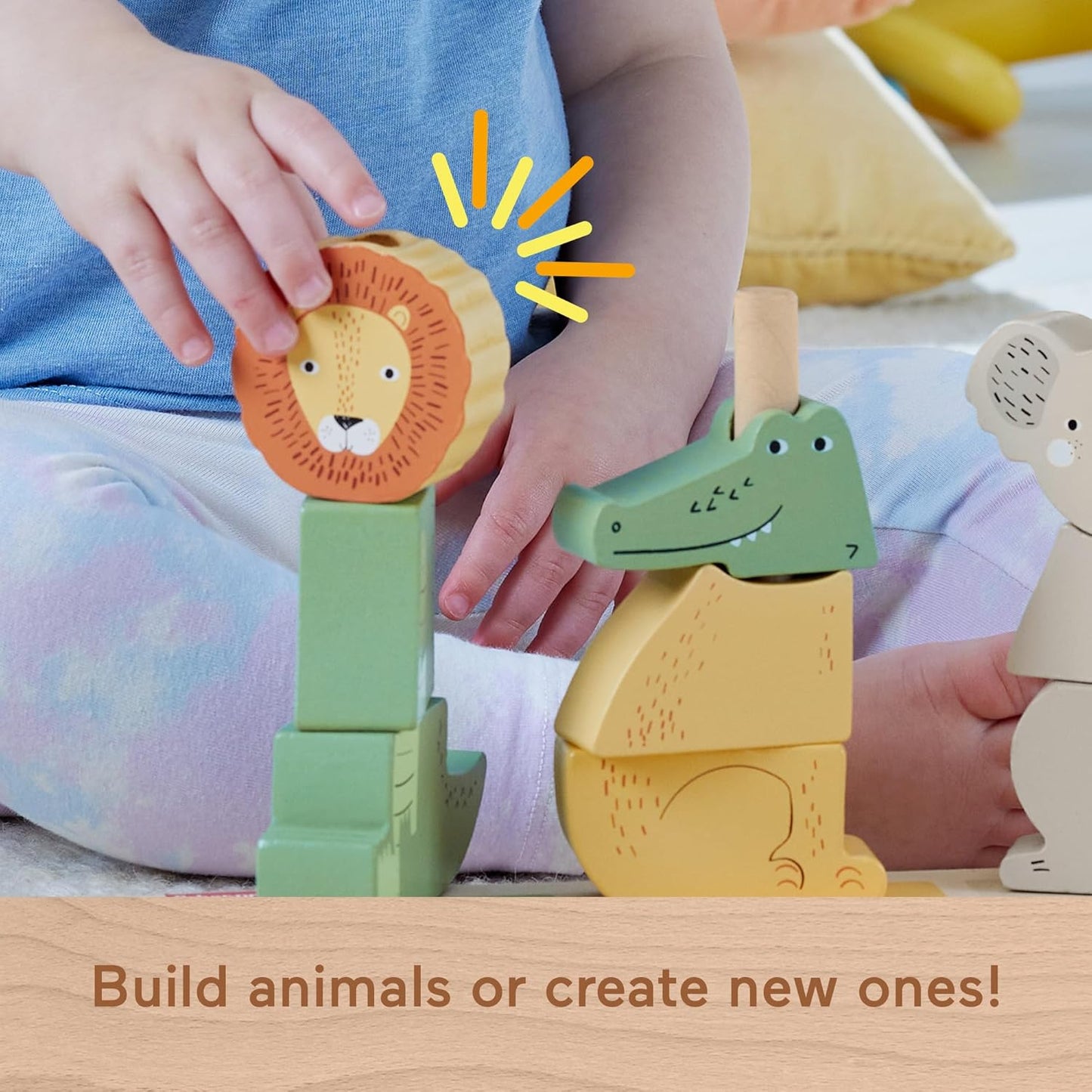 Fisher-Price Wood Toddler Toy Veggie Stacker, Tiny Garden Wooden Sorting & Stacking Activity for Preschool Kids Ages 18+ Months (Amazon Exclusive)