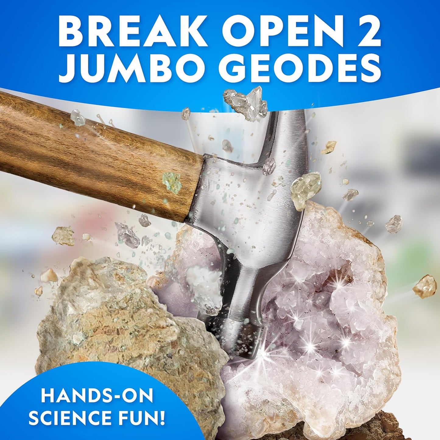 National Geographic Break Open 10 Premium Geodes – Includes Goggles & 2 Display Stands - Great STEM Science Kit, Geology Gift for Kids, Break Your Own Geodes with Crystals