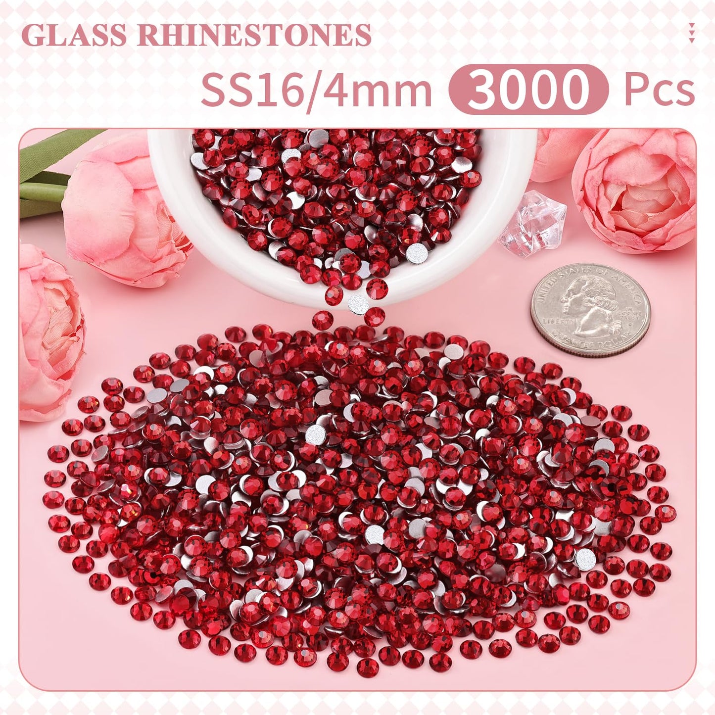 5000PCS SS6/2mm Glass Crystal Rhinestones (Clear), Bedazzling Flatback Rhinestones for Crafting DIY Crafts Nail Art Makeup Decoration, Gems Diamond Charms for Tumbler Shoes Clothing Mug