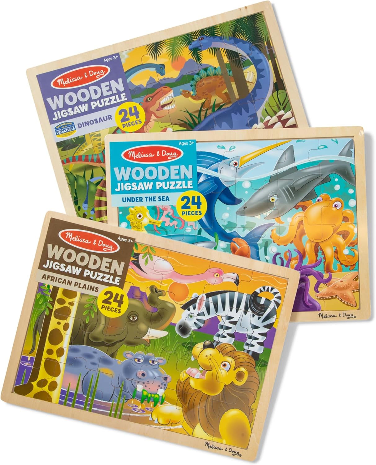 Melissa & Doug Under The Sea Ocean Animals Wooden Jigsaw Puzzle with Storage Tray (24 pcs)