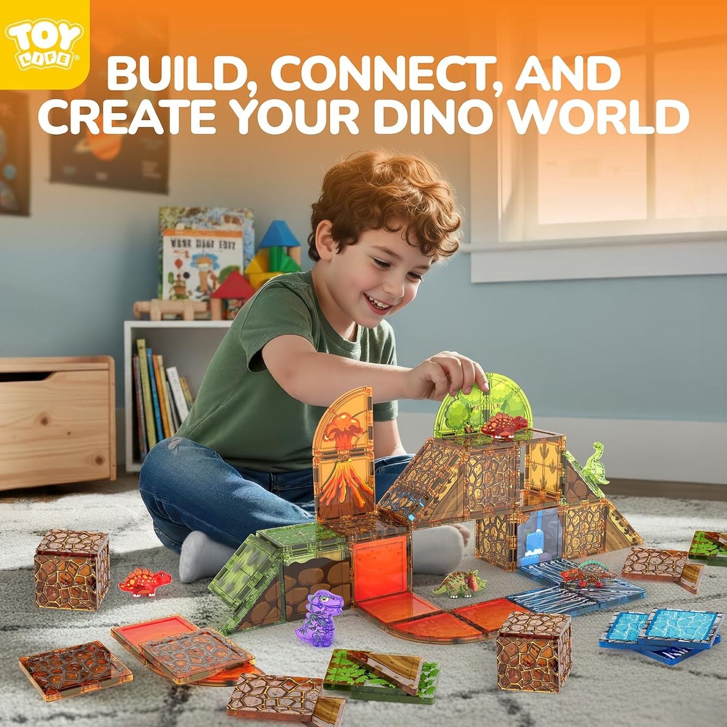 TOY Life 38 Pcs Magnetic Tiles Animals for Toddlers 3-5 Magnet Blocks for Kids Ages 4-8 STEM Magnet Tile Toys Building Tiles Set Christmas Birthday Gift for Boys and Girls