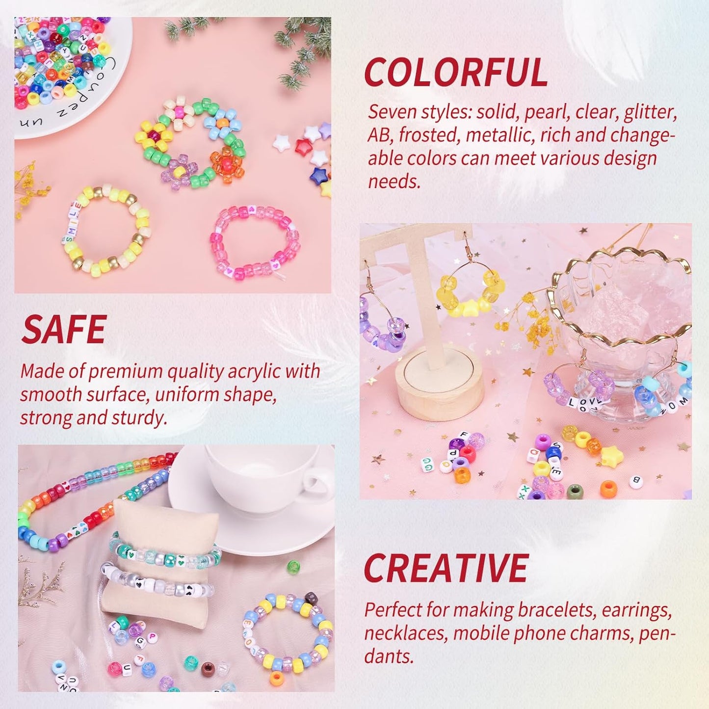 Bracelet Making Kit 96 Colors Pony Beads 3300pcs Friendship Bracelet Kit Rainbow Kandi Beads with Letter and Heart Beads Elastic Threads for Kids Adults Keychain Jewelry Necklace Making