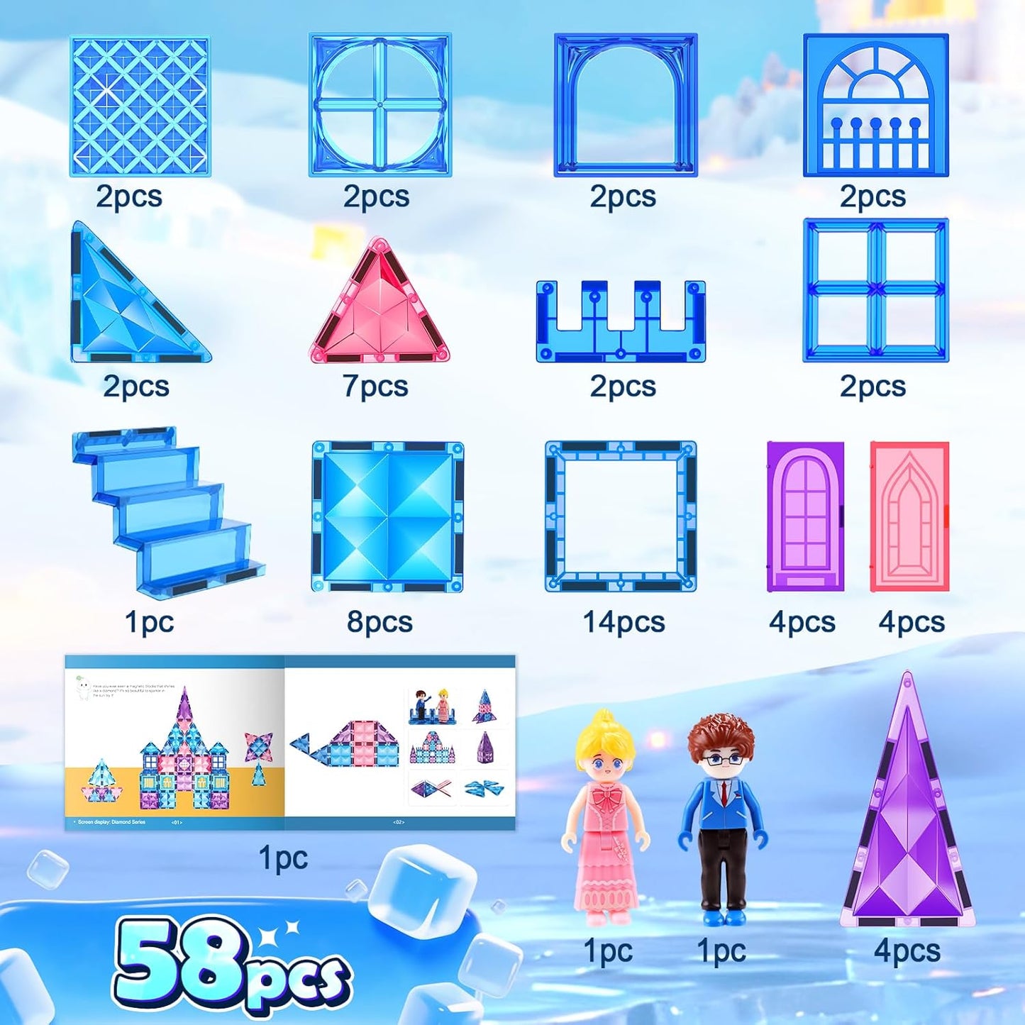 Soyee Diamond Magnetic Building Blocks - Princess Toys for 3-8 Year Old Girls & Boys - 3 4 5 6 Year Old Girl Birthday Xmas Present