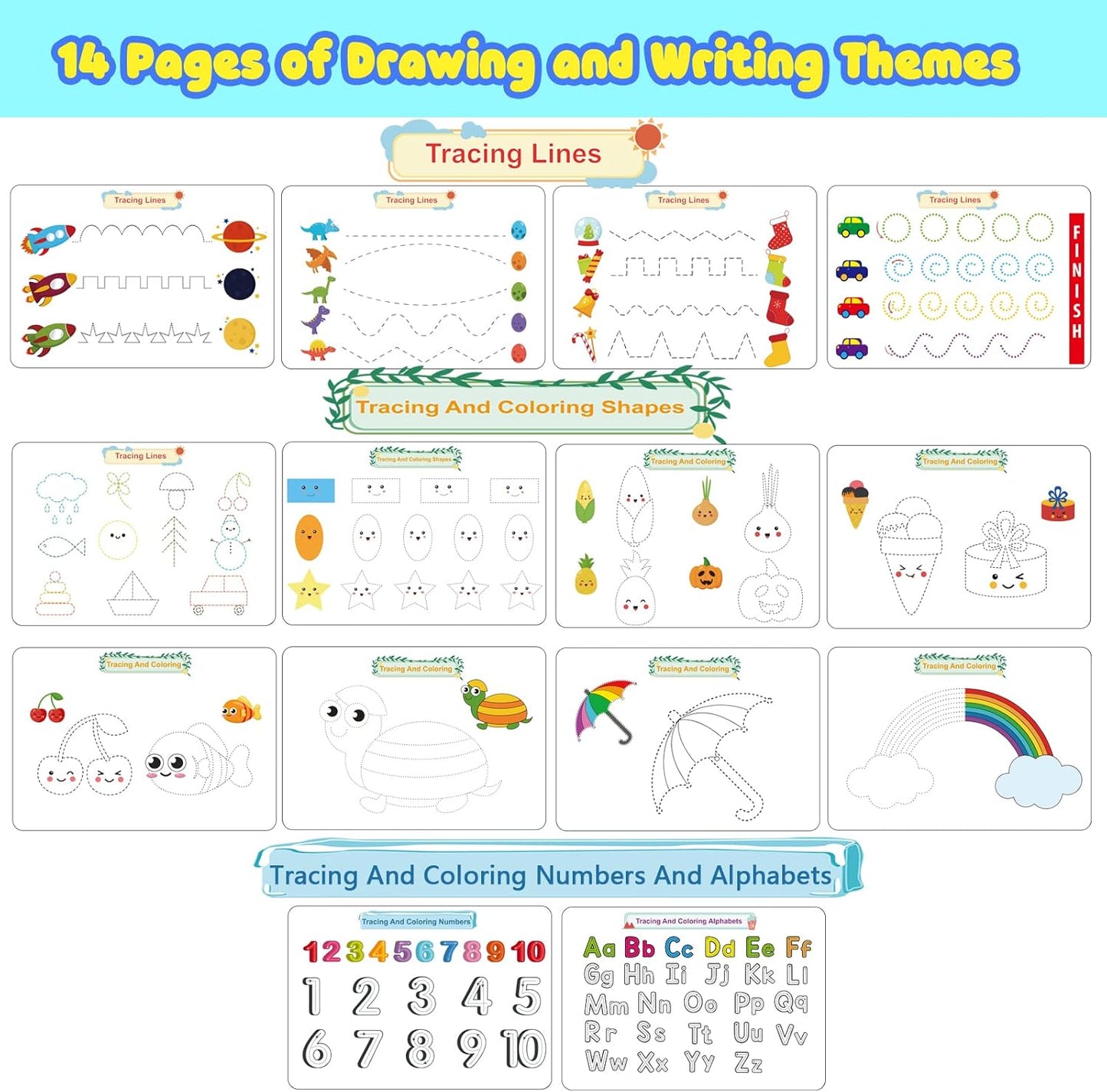 Huijing Montessori Preschool Learning Activities Busy Book - Workbook Activity Binder / Toys for Toddlers, Autism Learning Materials and Tracing Coloring Book