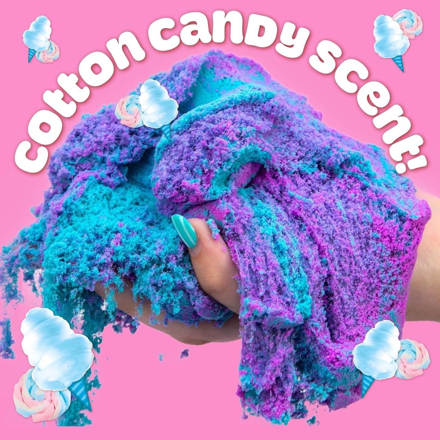 Play-Doh Sand Slime Bucket, Teal and Purple, Cotton Candy Scented, 1.5 Pounds of Play Sand in Resealable Bucket with Magical Molds on the Lid, Creativity for Kids Sensory Toys