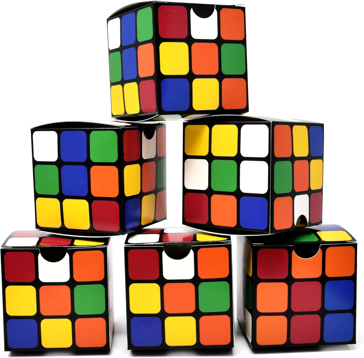 Gift Boutique 24 Pack Magic Cube Party Favor Boxes Cubes Puzzles Game Box Cardboard Gift Box Wrapping for Birthday Party Favors Supplies Decorations Fill with Candy Cupcake Goodies Prizes 3" Cubes