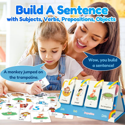 English Learning Pocket Chart Calendar Set for Kids 3-10 - Sentence Building Puzzle Games, Word Games, Phonics Flash Cards, Early Education Classroom Home Preschool (Advanced Set)