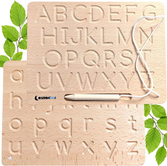 Montessori Alphabet Tracing Board | ABC + ABC| Lowercase + Uppercase Double Sided | ABC Letters| Alphabet Learning Toys 3+ Year Old Toddler Writing Tools Preschool Classroom Must Haves