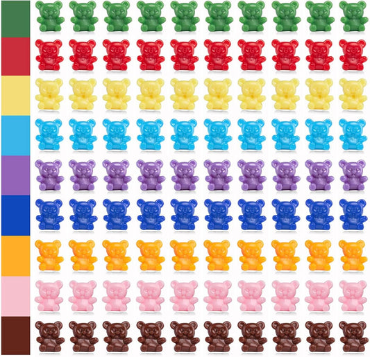 XINHUIDALSQ 90 Pieces Colored Counting Bears 0.62 Inch Rainbow Counting Bears Set 9 Colors Mini Plastic Bear Math Manipulatives for Toddlers Suitable for Ages 3+ Kids