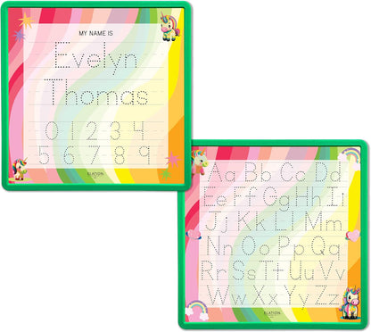 Kid's Name Tracing Board | Dry Erase Letter Tracing | Reusable Name Alphabet Tracing| Number Tracing | Personalized | Baby Unicorn Theme