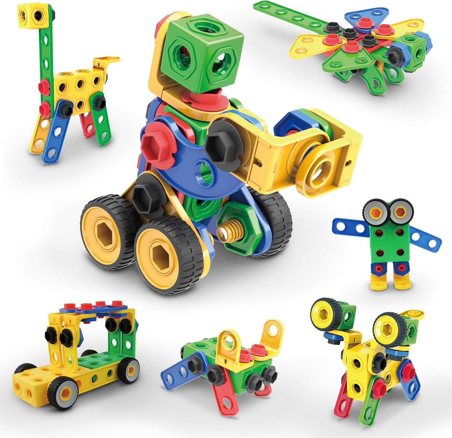 PicassoTiles 152pc STEM Construction Toy Building Set for Kids Ages 3+ Includes Power Drill, Ratchet, Idea Book, Storage Box Educational Engineering Science Kit & Sensory Toys for Boys & Girls PTN152
