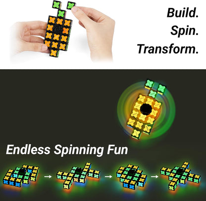 TOSY Magnet Fidget Spinner Mini - 8 Blocks, 3 in 1 Toy: Transformable Fidget Spinner, Infinity Cube, 2x2 Puzzle Cube, Easter Basket Stuffers for Kids/Adults, STEM Sensory Stress Relief Toy