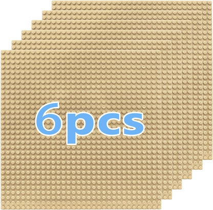 10"x10" Pack of 6 Classic Building Baseplates,Building Toy Base Boards to Build On, Brick Toy Builders Mat Compatiable with All Major Brands and Activity Table-Base plate for DIY Play (Gray)