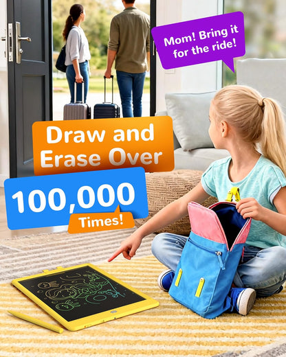 KOKODI LCD Writing Tablet, 12 Inch Colorful Toddler Doodle Board Drawing Tablet, Erasable Reusable Electronic Drawing Pads, Educational and Learning Toy for 3-6 Years Old Boy and Girls(Blue)