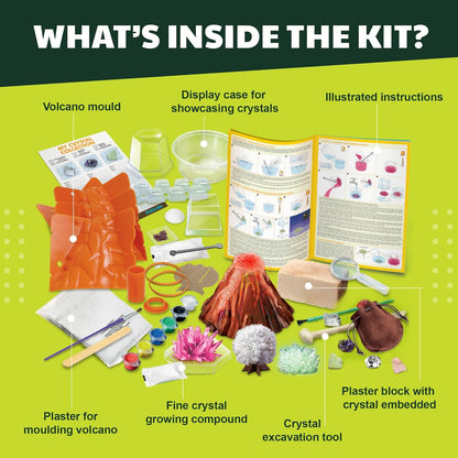 4M - STEAM Earth Science - Educational Science Kits for Kids Ages 5+ with 5 Experiments: Volcano Eruption, Excavate Crystals, Crystal Growing, & More - Hands-On Geology STEM Learning Science for Kids