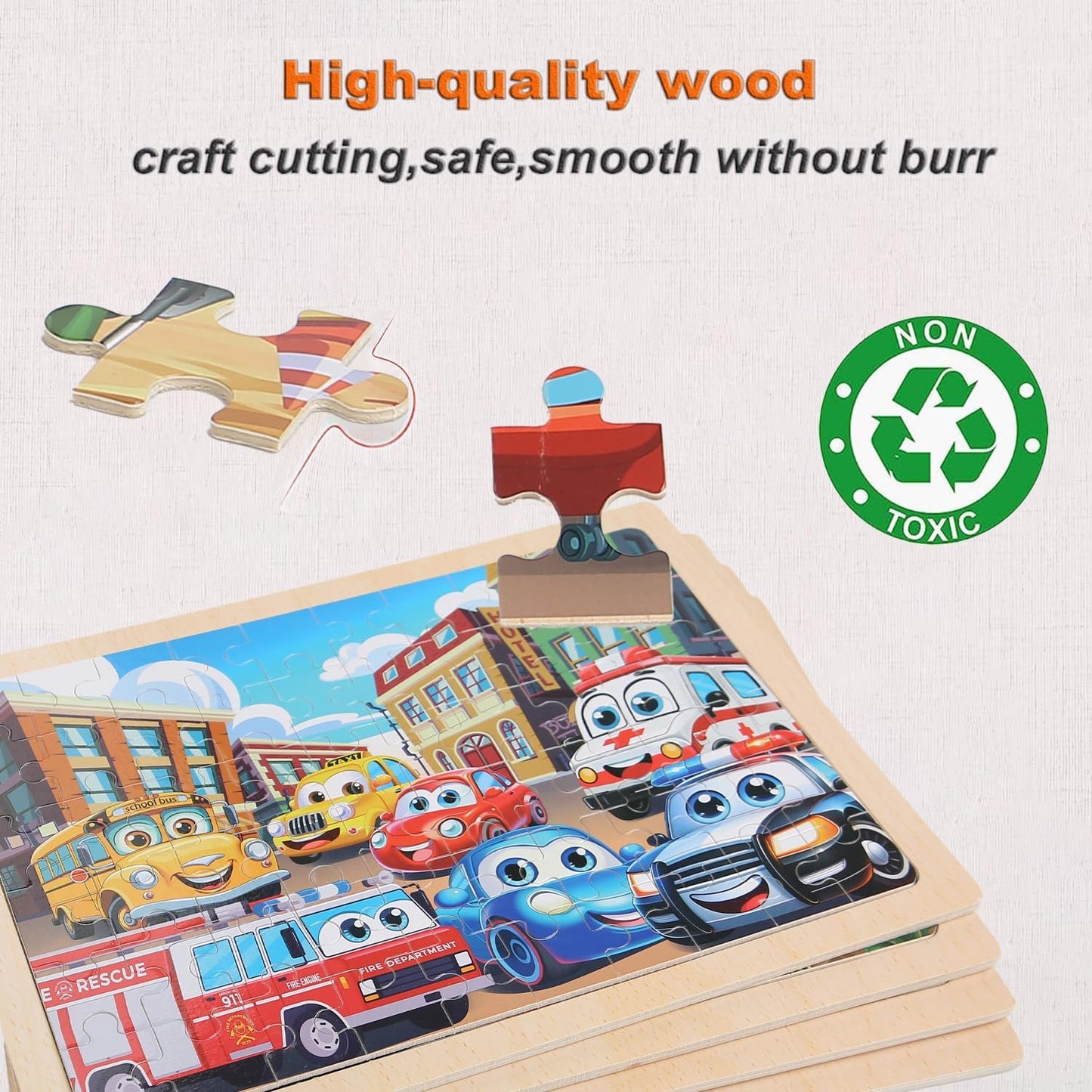 4 Sets of Wooden Puzzles, Each Set has 24 Pieces, Including Castle Unicorn Princess, for Toddlers 3-5, Puzzles for Kids Ages 4-6, Preschool Educational Brain Teaser Toys for Girls 3 4 5 6 Years Old.