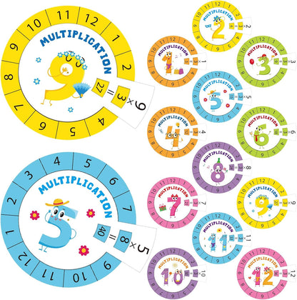 Cinrobiye Math Multiplication Game Multiplication Spinning Game 12Set Learning & Education Activities Cards for Classroom Must Haves Homeschool Supplies Multiplication Machine Rewards Prizes
